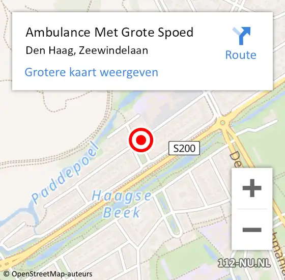 Locatie op kaart van de 112 melding: Ambulance Met Grote Spoed Naar Den Haag, Zeewindelaan op 2 september 2014 23:51