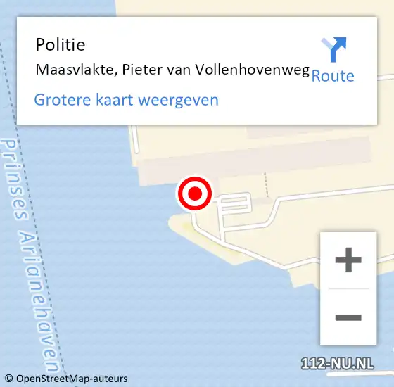 Locatie op kaart van de 112 melding: Politie Maasvlakte, Pieter van Vollenhovenweg op 26 juli 2023 08:47