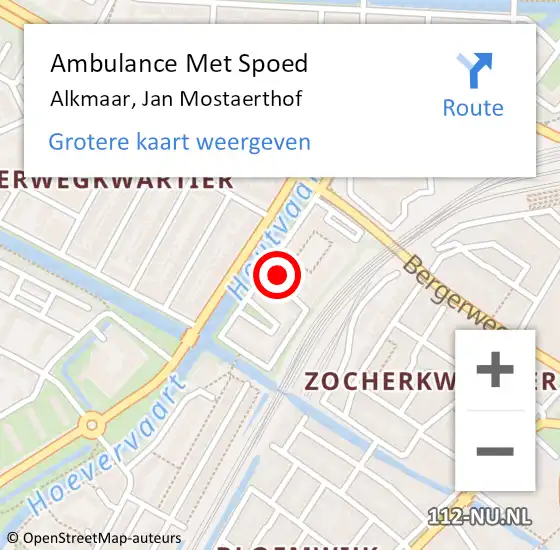 Locatie op kaart van de 112 melding: Ambulance Met Spoed Naar Alkmaar, Jan Mostaerthof op 26 juli 2023 09:12