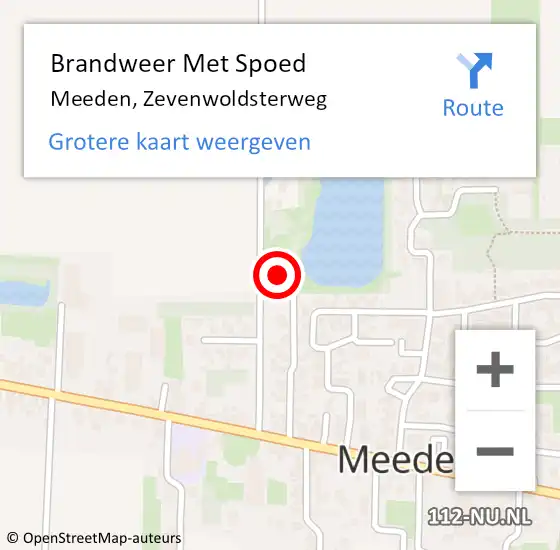 Locatie op kaart van de 112 melding: Brandweer Met Spoed Naar Meeden, Zevenwoldsterweg op 26 juli 2023 10:35