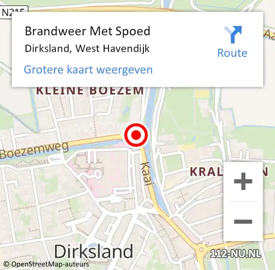 Locatie op kaart van de 112 melding: Brandweer Met Spoed Naar Dirksland, West Havendijk op 26 juli 2023 11:03