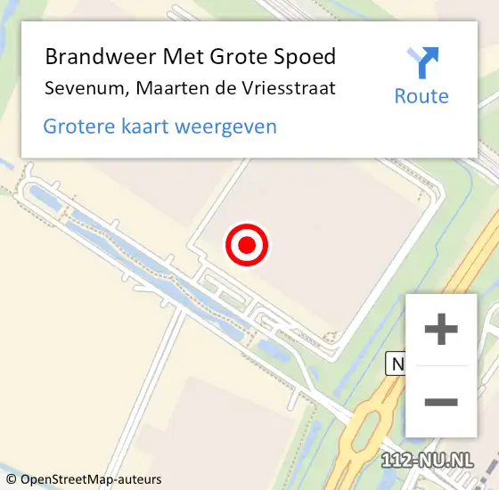 Locatie op kaart van de 112 melding: Brandweer Met Grote Spoed Naar Sevenum, Maarten de Vriesstraat op 26 juli 2023 11:17