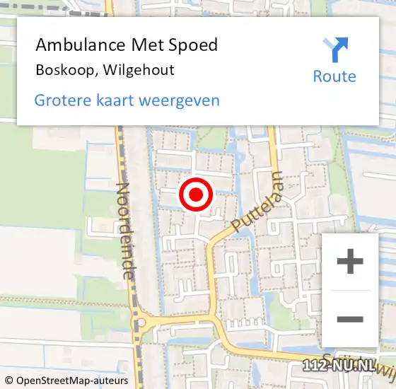 Locatie op kaart van de 112 melding: Ambulance Met Spoed Naar Boskoop, Wilgehout op 26 juli 2023 11:37