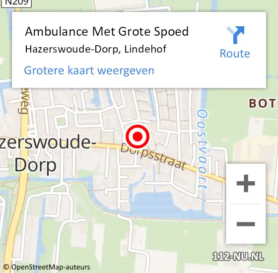 Locatie op kaart van de 112 melding: Ambulance Met Grote Spoed Naar Hazerswoude-Dorp, Lindehof op 26 juli 2023 11:45