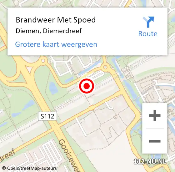 Locatie op kaart van de 112 melding: Brandweer Met Spoed Naar Diemen, Diemerdreef op 26 juli 2023 11:55