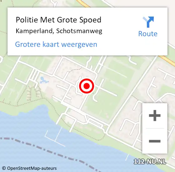 Locatie op kaart van de 112 melding: Politie Met Grote Spoed Naar Kamperland, Schotsmanweg op 26 juli 2023 12:03