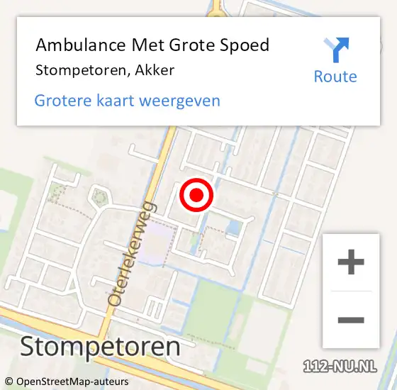 Locatie op kaart van de 112 melding: Ambulance Met Grote Spoed Naar Stompetoren, Akker op 26 juli 2023 12:49