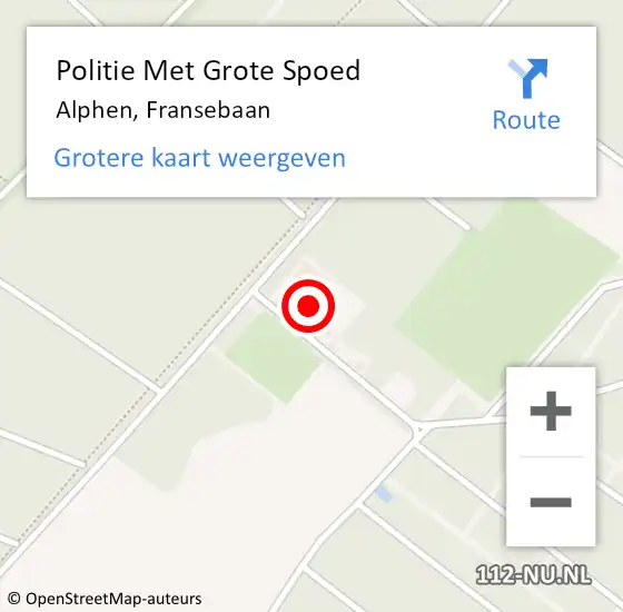 Locatie op kaart van de 112 melding: Politie Met Grote Spoed Naar Alphen, Fransebaan op 26 juli 2023 13:08