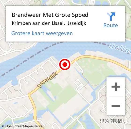 Locatie op kaart van de 112 melding: Brandweer Met Grote Spoed Naar Krimpen aan den IJssel, IJsseldijk op 26 juli 2023 13:24