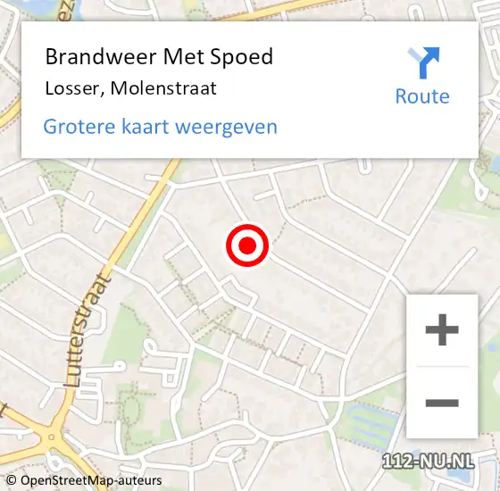 Locatie op kaart van de 112 melding: Brandweer Met Spoed Naar Losser, Molenstraat op 26 juli 2023 13:25