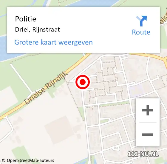 Locatie op kaart van de 112 melding: Politie Driel, Rijnstraat op 26 juli 2023 13:34