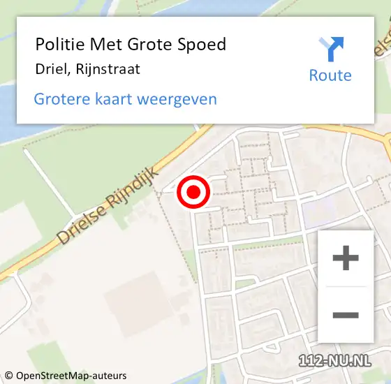 Locatie op kaart van de 112 melding: Politie Met Grote Spoed Naar Driel, Rijnstraat op 26 juli 2023 13:35