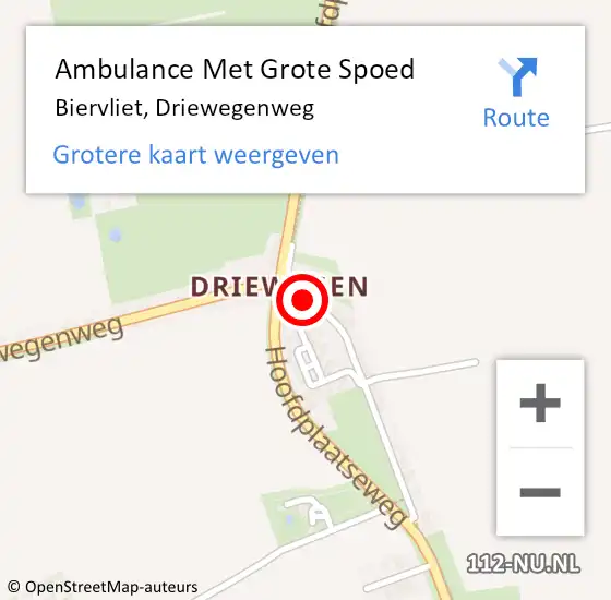 Locatie op kaart van de 112 melding: Ambulance Met Grote Spoed Naar Biervliet, Driewegenweg op 3 september 2014 01:15