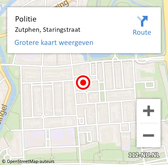 Locatie op kaart van de 112 melding: Politie Zutphen, Staringstraat op 26 juli 2023 13:45