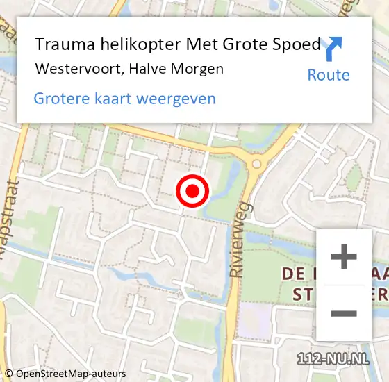 Locatie op kaart van de 112 melding: Trauma helikopter Met Grote Spoed Naar Westervoort, Halve Morgen op 26 juli 2023 13:48