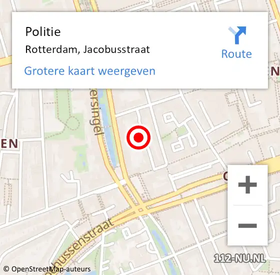 Locatie op kaart van de 112 melding: Politie Rotterdam, Jacobusstraat op 26 juli 2023 14:04