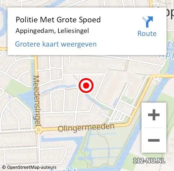 Locatie op kaart van de 112 melding: Politie Met Grote Spoed Naar Appingedam, Leliesingel op 26 juli 2023 14:23