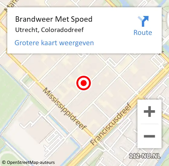 Locatie op kaart van de 112 melding: Brandweer Met Spoed Naar Utrecht, Coloradodreef op 26 juli 2023 14:24