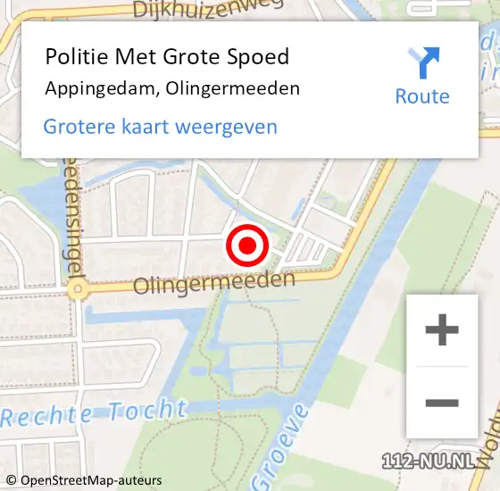 Locatie op kaart van de 112 melding: Politie Met Grote Spoed Naar Appingedam, Olingermeeden op 26 juli 2023 14:24
