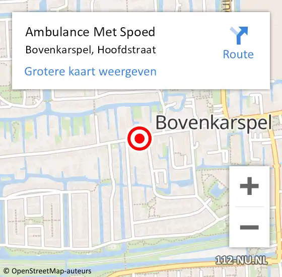 Locatie op kaart van de 112 melding: Ambulance Met Spoed Naar Bovenkarspel, Hoofdstraat op 26 juli 2023 14:26