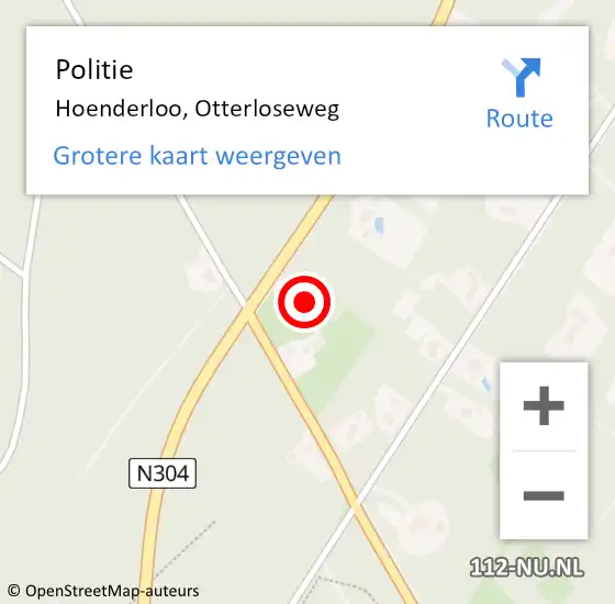 Locatie op kaart van de 112 melding: Politie Hoenderloo, Otterloseweg op 26 juli 2023 14:39