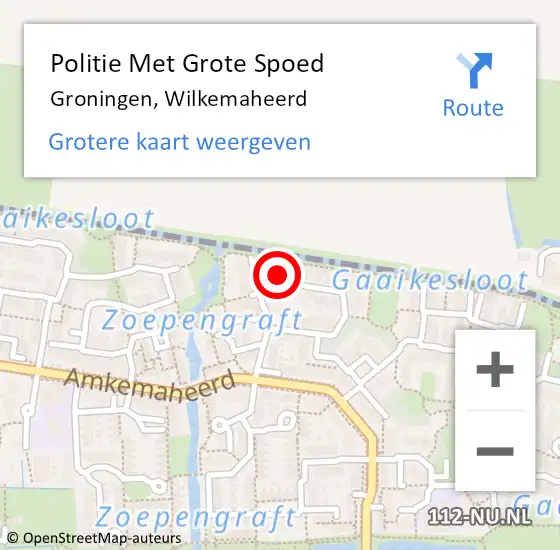 Locatie op kaart van de 112 melding: Politie Met Grote Spoed Naar Groningen, Wilkemaheerd op 26 juli 2023 14:58