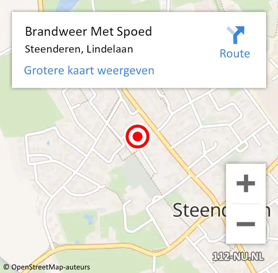 Locatie op kaart van de 112 melding: Brandweer Met Spoed Naar Steenderen, Lindelaan op 26 juli 2023 15:06