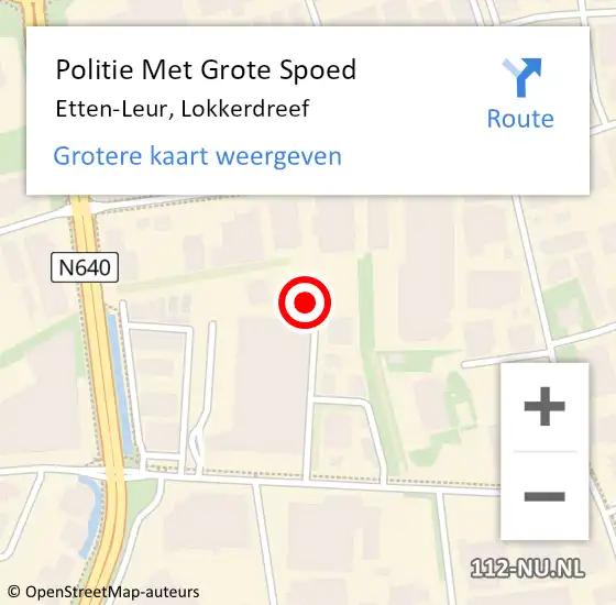 Locatie op kaart van de 112 melding: Politie Met Grote Spoed Naar Etten-Leur, Lokkerdreef op 26 juli 2023 15:09