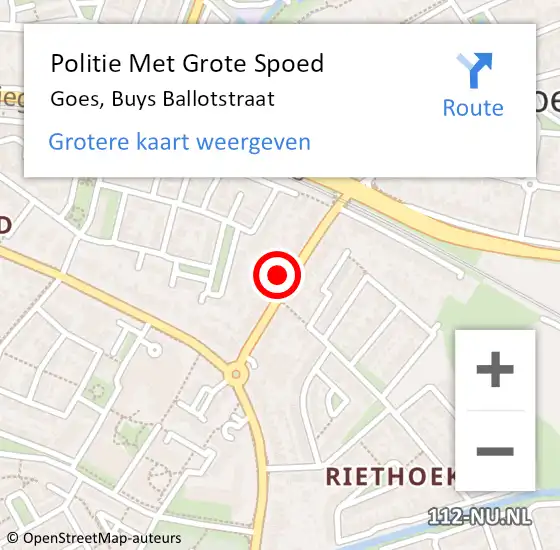 Locatie op kaart van de 112 melding: Politie Met Grote Spoed Naar Goes, Buys Ballotstraat op 26 juli 2023 15:15