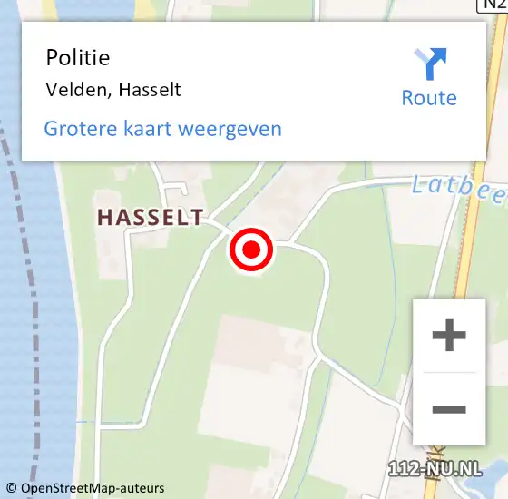 Locatie op kaart van de 112 melding: Politie Velden, Hasselt op 26 juli 2023 15:31