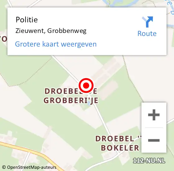 Locatie op kaart van de 112 melding: Politie Zieuwent, Grobbenweg op 26 juli 2023 15:42