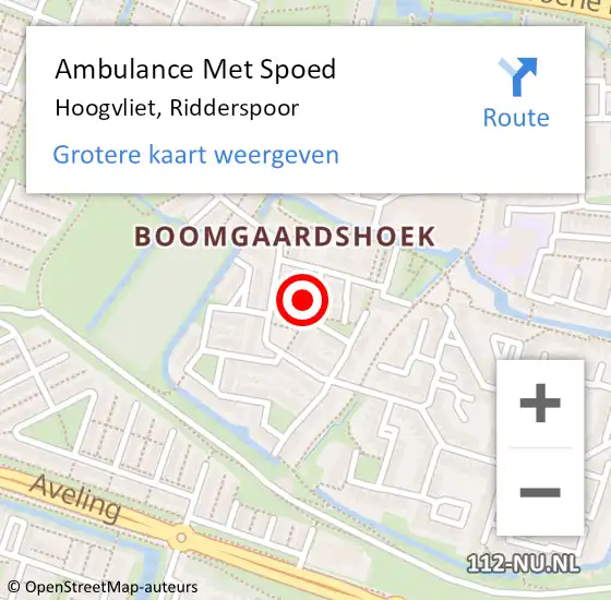 Locatie op kaart van de 112 melding: Ambulance Met Spoed Naar Hoogvliet, Ridderspoor op 26 juli 2023 15:55