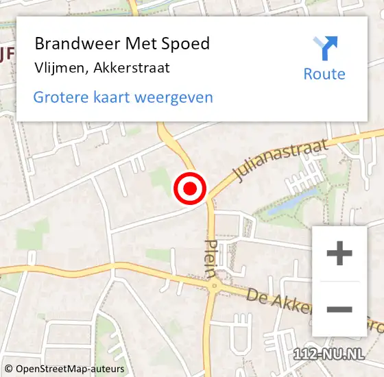 Locatie op kaart van de 112 melding: Brandweer Met Spoed Naar Vlijmen, Akkerstraat op 26 juli 2023 16:02