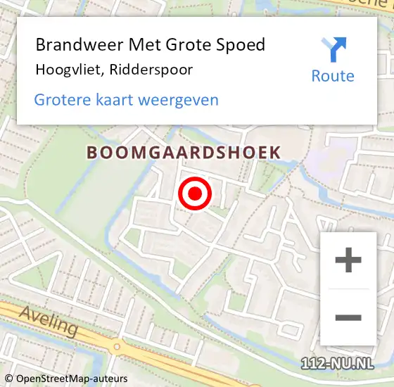 Locatie op kaart van de 112 melding: Brandweer Met Grote Spoed Naar Hoogvliet, Ridderspoor op 26 juli 2023 16:12