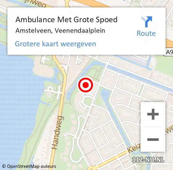 Locatie op kaart van de 112 melding: Ambulance Met Grote Spoed Naar Amstelveen, Veenendaalplein op 26 juli 2023 16:12