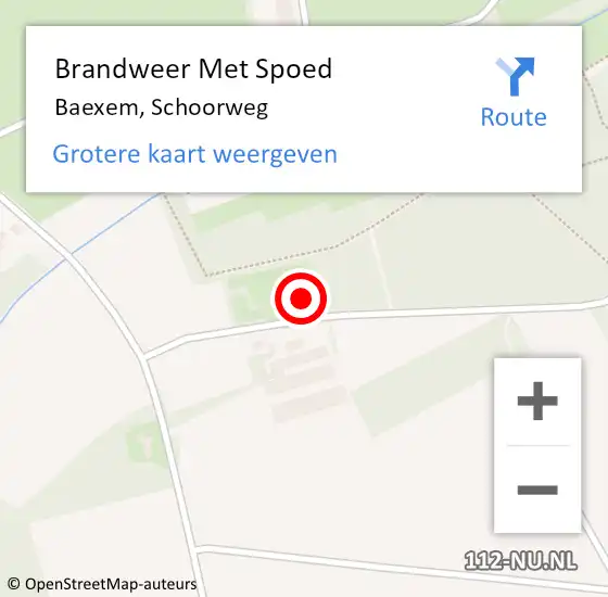 Locatie op kaart van de 112 melding: Brandweer Met Spoed Naar Baexem, Schoorweg op 26 juli 2023 16:15
