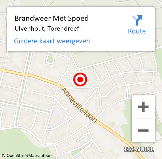 Locatie op kaart van de 112 melding: Brandweer Met Spoed Naar Ulvenhout, Torendreef op 26 juli 2023 16:16