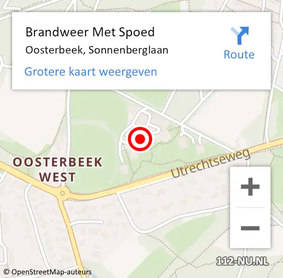 Locatie op kaart van de 112 melding: Brandweer Met Spoed Naar Oosterbeek, Sonnenberglaan op 26 juli 2023 16:21