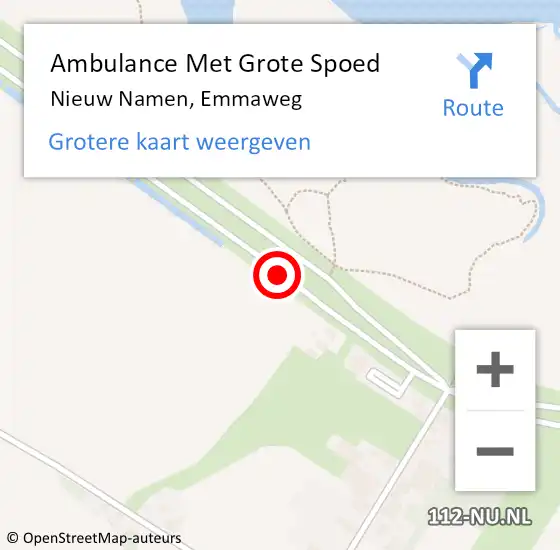 Locatie op kaart van de 112 melding: Ambulance Met Grote Spoed Naar Nieuw-Namen, Emmaweg op 13 oktober 2013 13:08