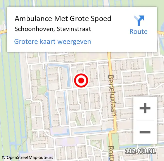 Locatie op kaart van de 112 melding: Ambulance Met Grote Spoed Naar Schoonhoven, Stevinstraat op 26 juli 2023 16:36