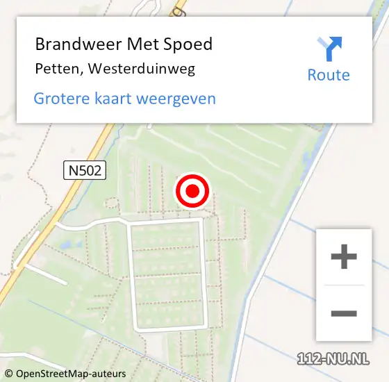 Locatie op kaart van de 112 melding: Brandweer Met Spoed Naar Petten, Westerduinweg op 26 juli 2023 16:38