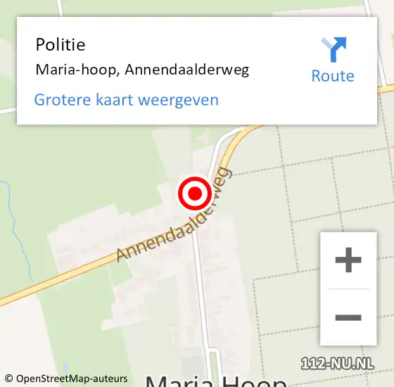 Locatie op kaart van de 112 melding: Politie Maria-hoop, Annendaalderweg op 26 juli 2023 16:39