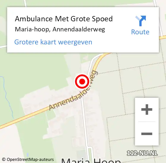 Locatie op kaart van de 112 melding: Ambulance Met Grote Spoed Naar Maria-hoop, Annendaalderweg op 26 juli 2023 16:45