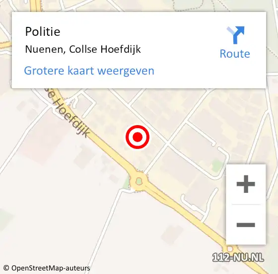 Locatie op kaart van de 112 melding: Politie Nuenen, Collse Hoefdijk op 26 juli 2023 16:45