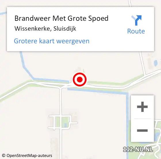 Locatie op kaart van de 112 melding: Brandweer Met Grote Spoed Naar Wissenkerke, Sluisdijk op 26 juli 2023 16:48