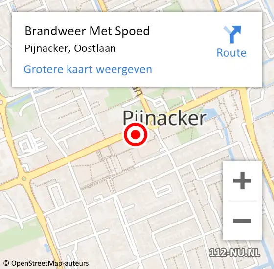 Locatie op kaart van de 112 melding: Brandweer Met Spoed Naar Pijnacker, Oostlaan op 26 juli 2023 16:53