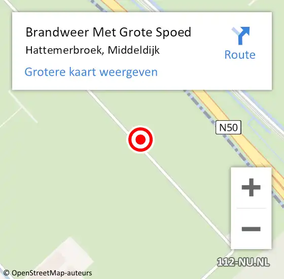 Locatie op kaart van de 112 melding: Brandweer Met Grote Spoed Naar Hattemerbroek, Middeldijk op 26 juli 2023 17:23