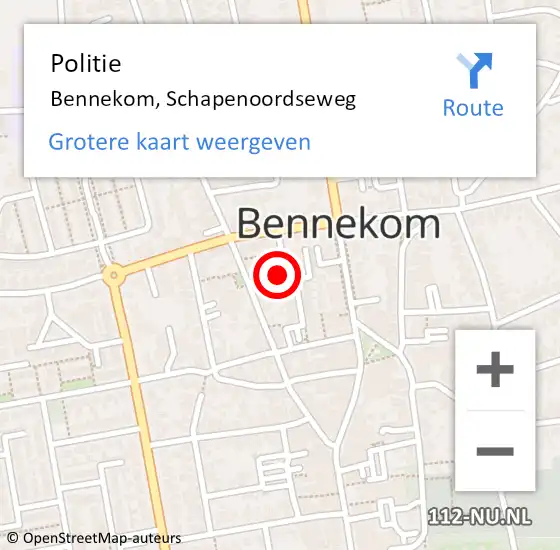 Locatie op kaart van de 112 melding: Politie Bennekom, Schapenoordseweg op 26 juli 2023 17:43