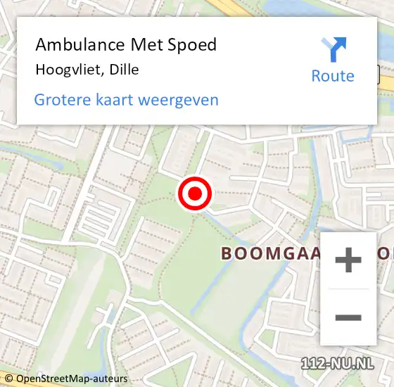 Locatie op kaart van de 112 melding: Ambulance Met Spoed Naar Hoogvliet, Dille op 26 juli 2023 19:07