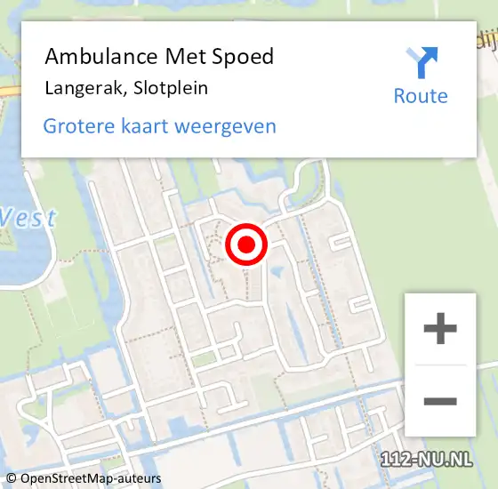 Locatie op kaart van de 112 melding: Ambulance Met Spoed Naar Langerak, Slotplein op 26 juli 2023 19:25